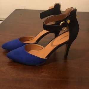 Royal blue zippered ankle heels
